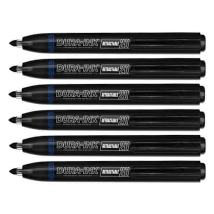 Markal - Dura Ink 20 Retractable Permanent Ink Marker - Pack of 6