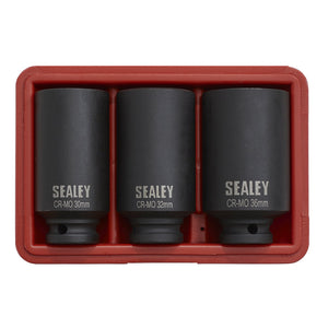 Sealey Impact Hub Nut Socket Set 3pc 12pt 1/2" Sq Drive