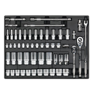 Sealey Tool Tray, Socket Set 55pc 3/8" & 1/2" Sq Drive (Premier)