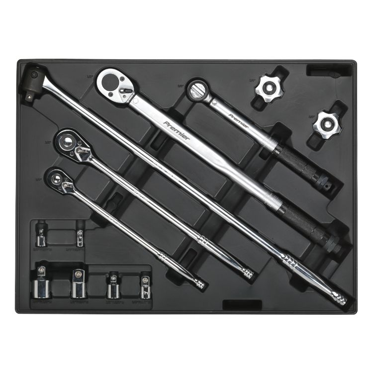 Sealey Tool Tray, Ratchet, Torque Wrench, Breaker Bar & Socket Adaptor Set 13pc (Premier)