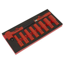 Load image into Gallery viewer, Sealey Insulated Socket Set, Tool Tray 10pc 1/2&quot; Sq Drive - VDE Approved
