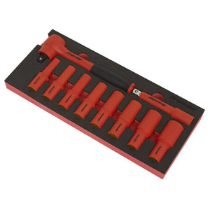 Sealey Insulated Socket Set, Tool Tray 10pc 1/2" Sq Drive - VDE Approved