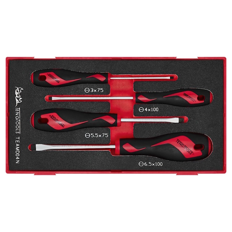 Teng Flat Screwdriver Set FOAM 4pcs