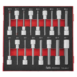 Teng Socket Set 1/2" Drive Long Hex & TX Bit FOAM 17pcs