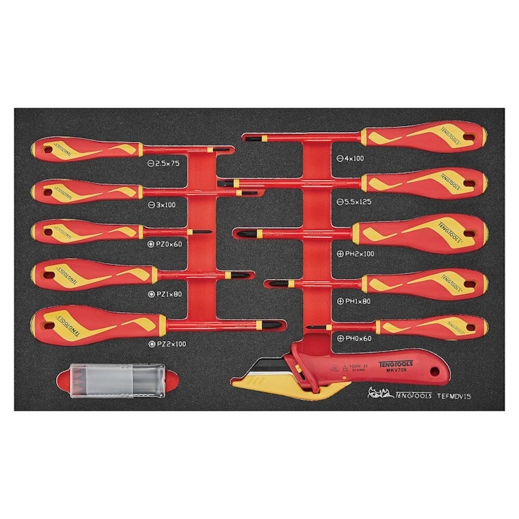 Teng Insulated Screwdriver and Knife Set FOAM 15pcs