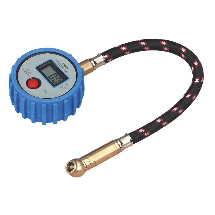 Sealey Tyre Pressure Gauge Digital, Leader Hose & Quick Release 0-100psi