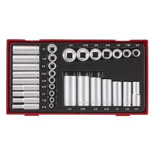 Teng Socket Set 1/4" and 3/8" Drive 12pt AF 32pcs