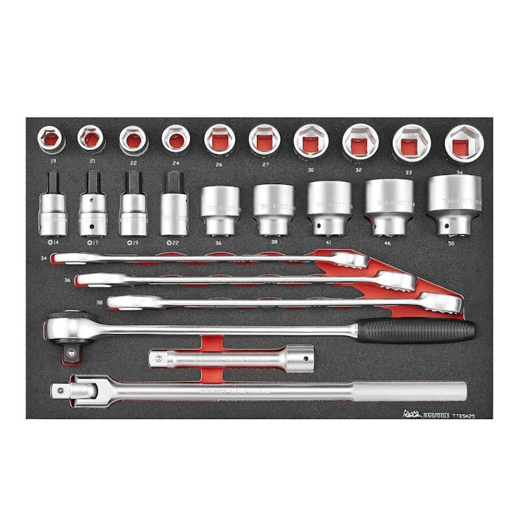 Teng Socket and Spanner Set 6pt Metric 25pcs