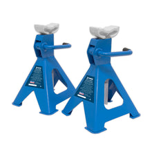Load image into Gallery viewer, Sealey Axle Stands (Pair) 2 Tonne Capacity per Stand Ratchet Type - Blue
