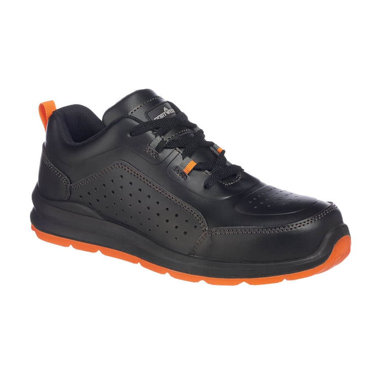 Portwest Compositelite Perforated Safety Trainer S1P Black/Orange FC09